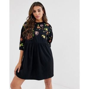 Asos floral embroidered smock dress